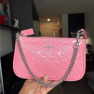 Coach Pink Embossed Leather Wristlet